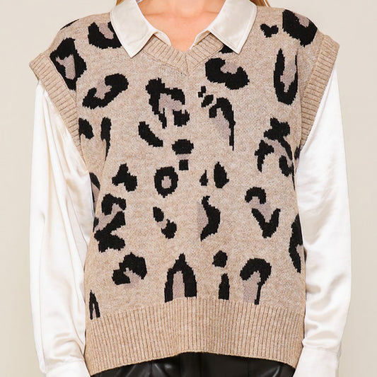 Leopard Sweater Vest