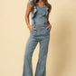 Side Slit Denim Jumpsuit