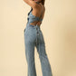 Side Slit Denim Jumpsuit