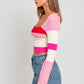 Berry Color Blocked Striped Knit Top