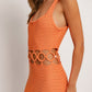 Square Neck Sleeveless Crochet Midi Dress