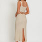 Square Neck Sleeveless Crochet Midi Dress