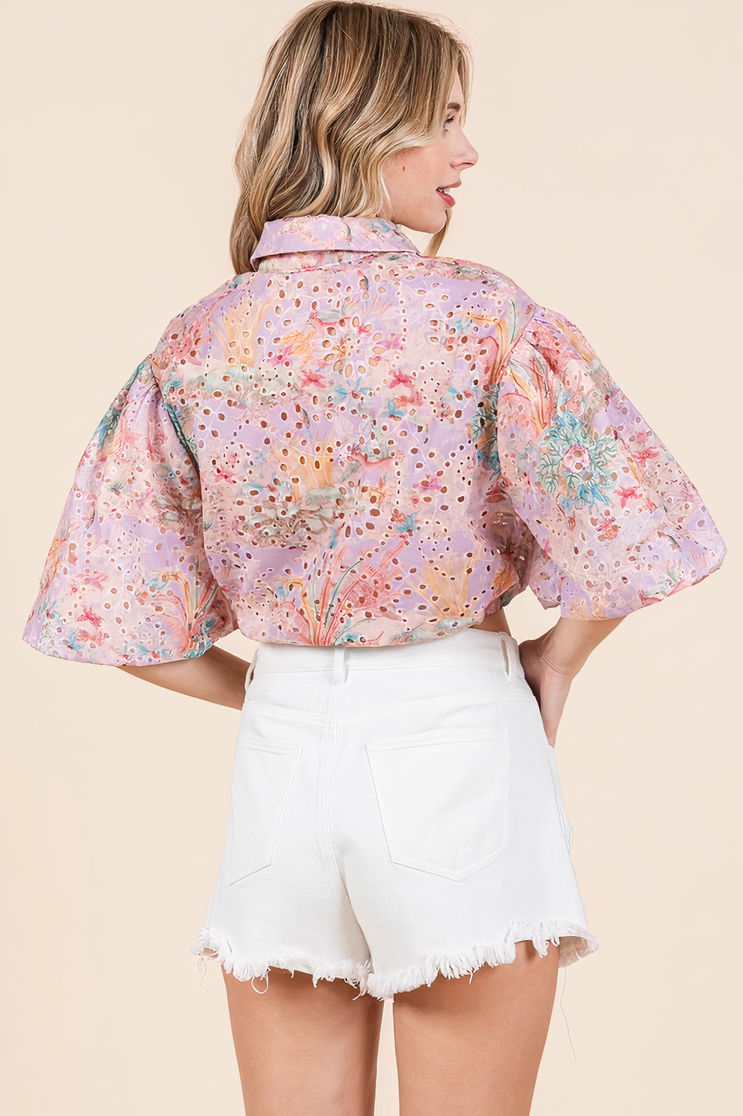 Floral Eyelet Crop