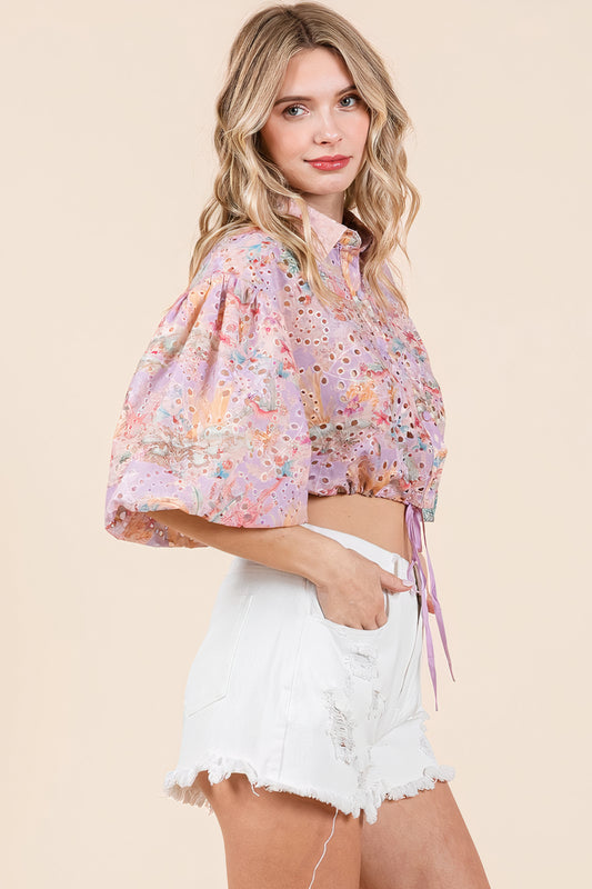 Floral Eyelet Crop