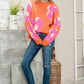 Retro Floral Drop Pink Sweater