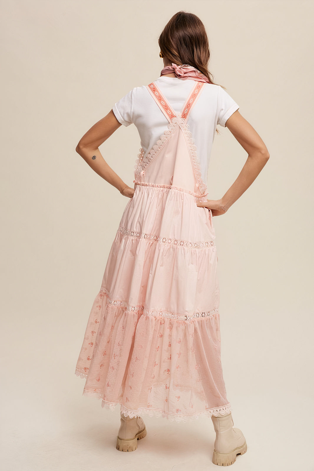 Laced and Tiered Romantic Overall Dress