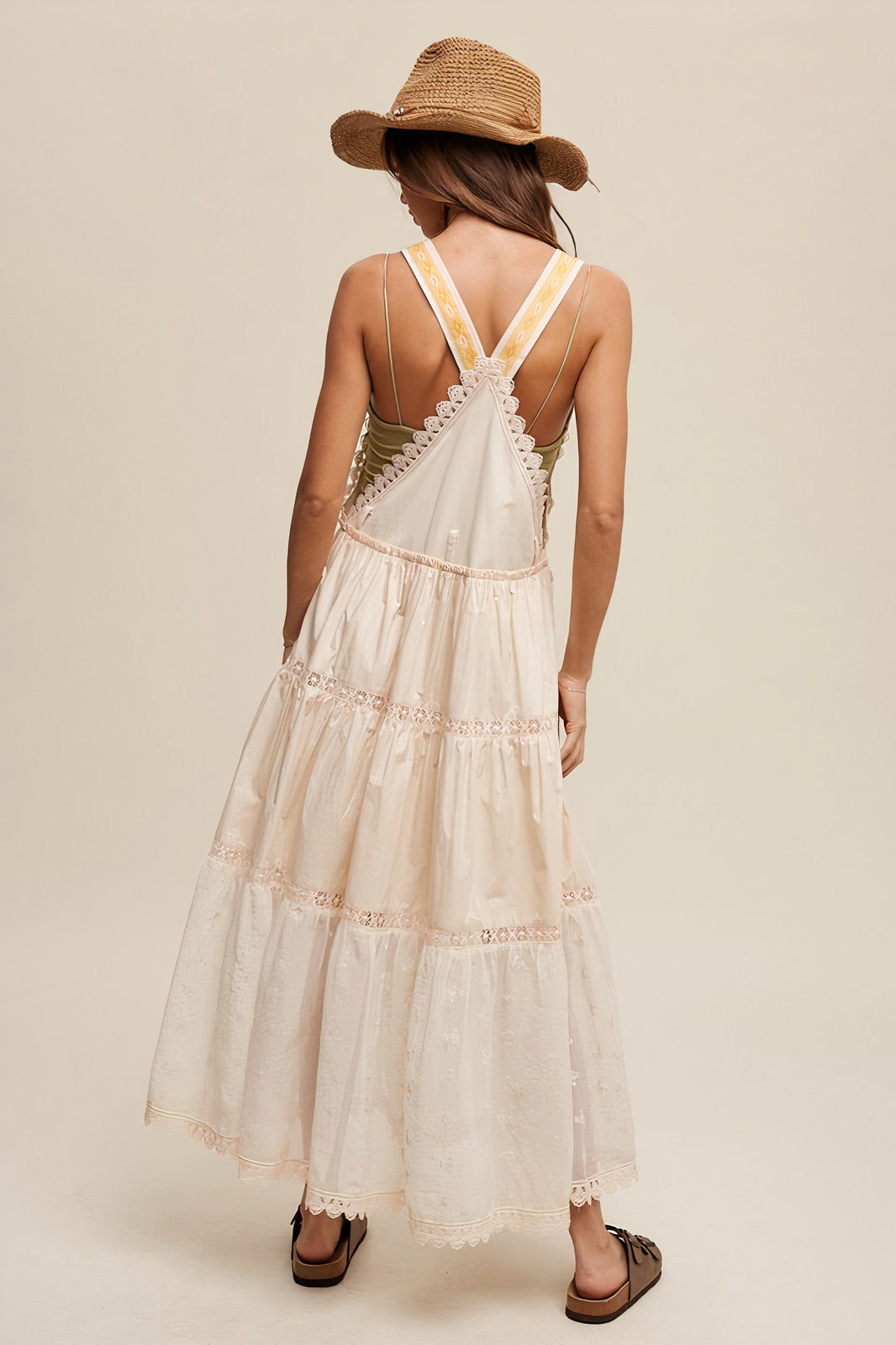 Laced and Tiered Romantic Overall Dress