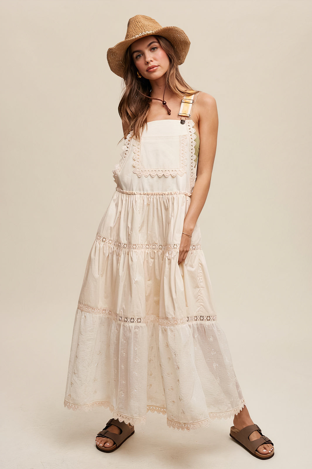 Laced and Tiered Romantic Overall Dress