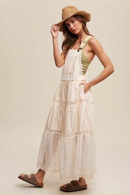 Laced and Tiered Romantic Overall Dress