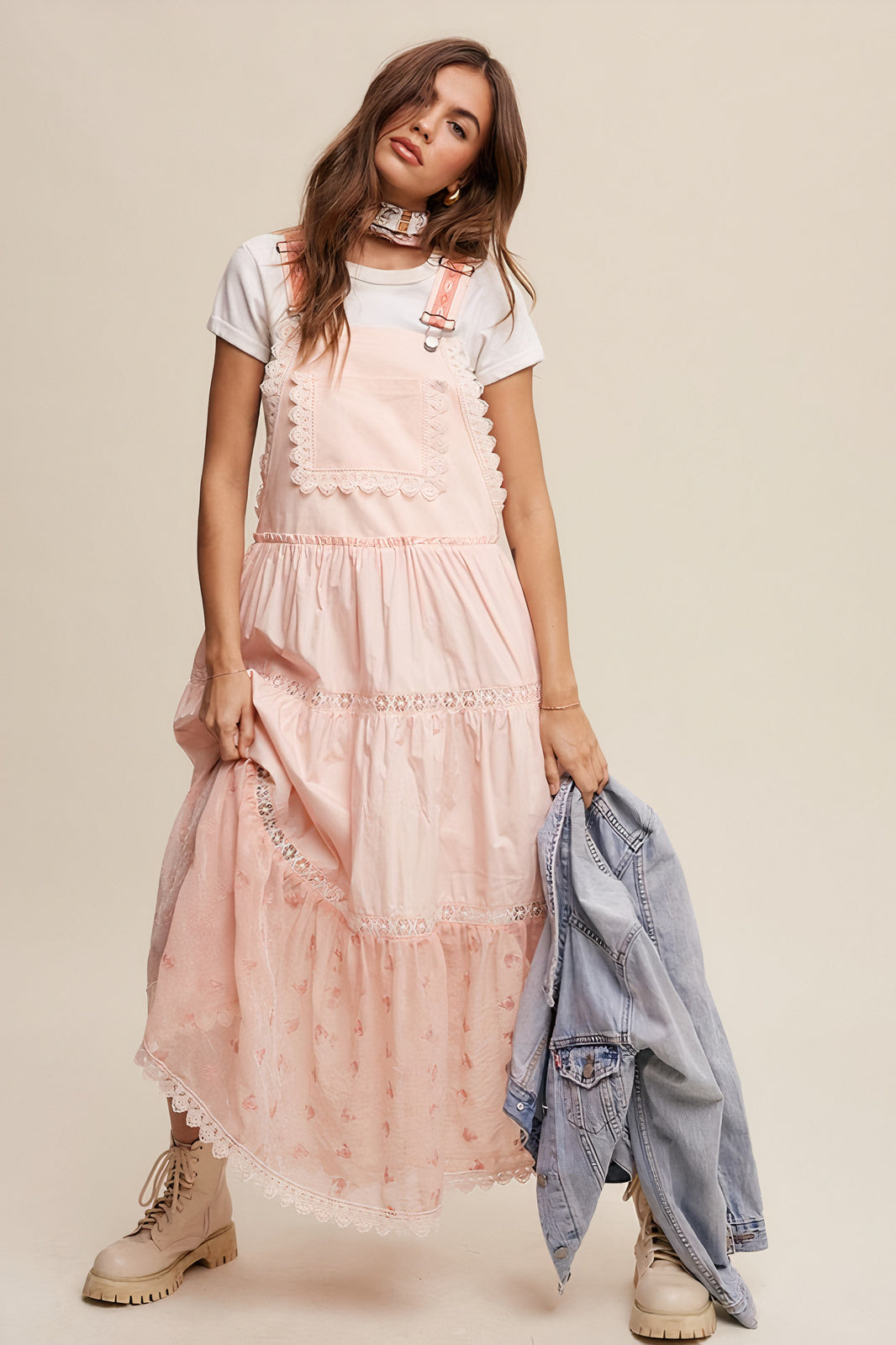 Laced and Tiered Romantic Overall Dress