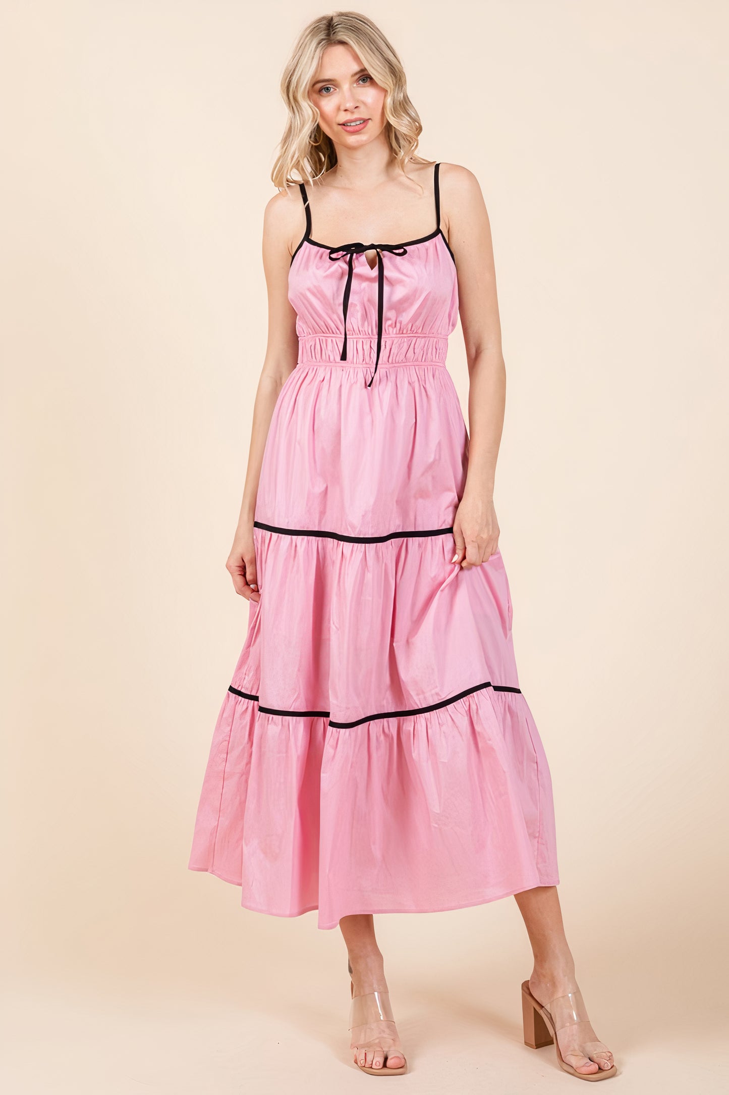 Piping Detailed Midi Dress