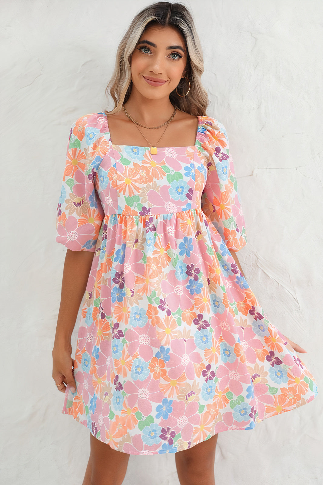 Cora Bubble Sleeve Floral Dress