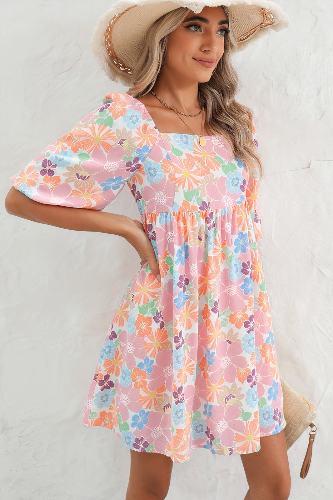 Cora Bubble Sleeve Floral Dress