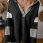 Seia Striped & Color Blocked Collar Sweatshirt