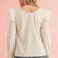 Corduroy Ruffled Flounce Sleeve Blouse