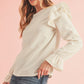 Corduroy Ruffled Flounce Sleeve Blouse