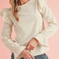 Corduroy Ruffled Flounce Sleeve Blouse