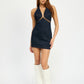 Denim Halter Neck Mini Dress