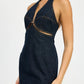 Denim Halter Neck Mini Dress
