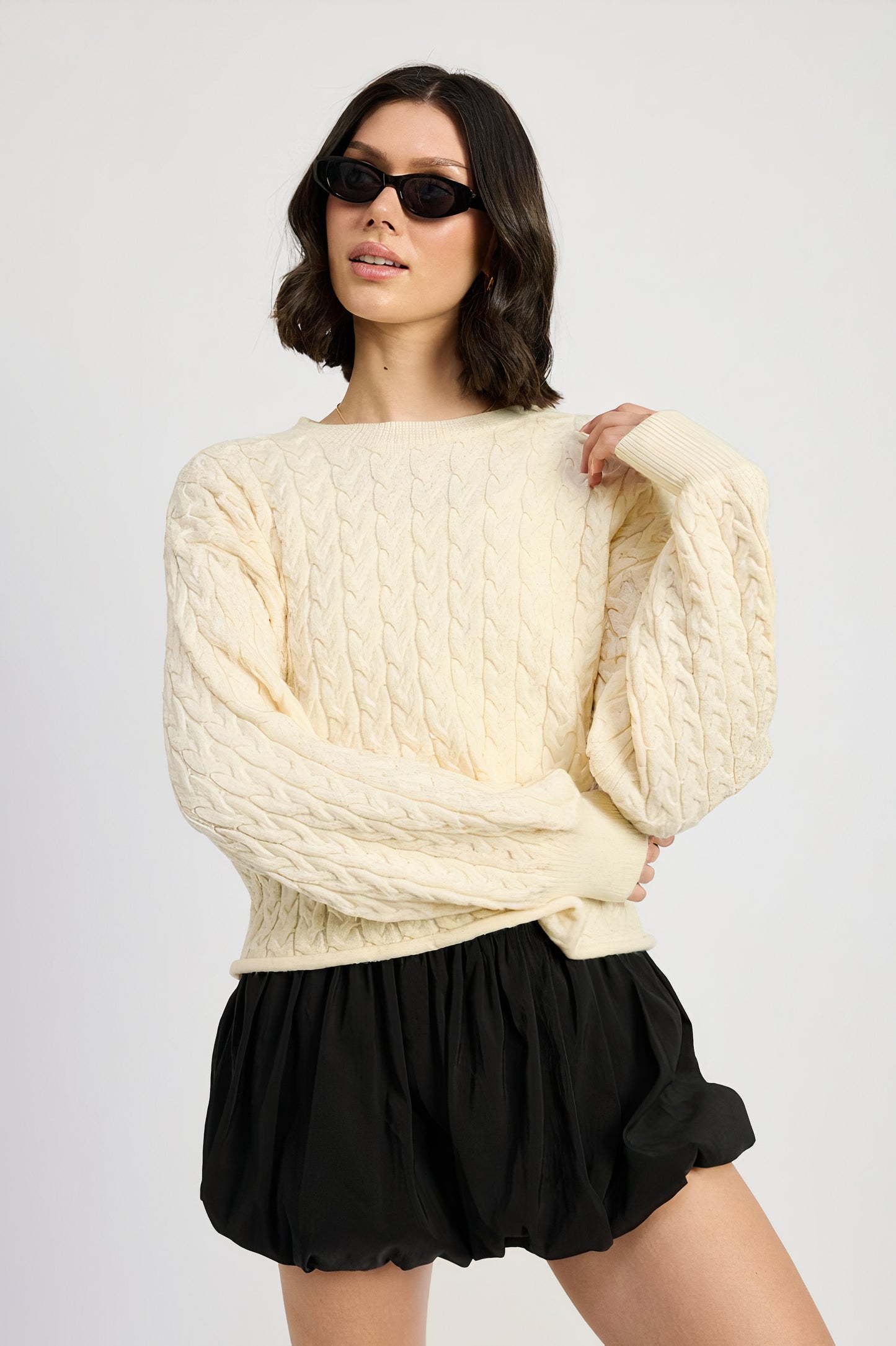 Cable Knit Cropped Sweater