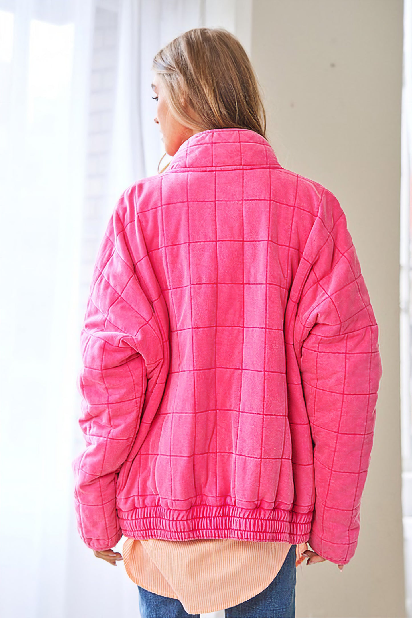 Washed Quilt Zip Up