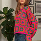 Crochet Patchwork Round Neck Pullover Sweater Top