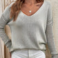 Hole Knitted Deep V Sweater