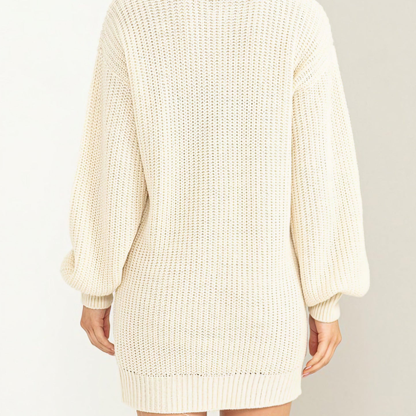 Cable-Knit Ribbed Mini Sweater Dress