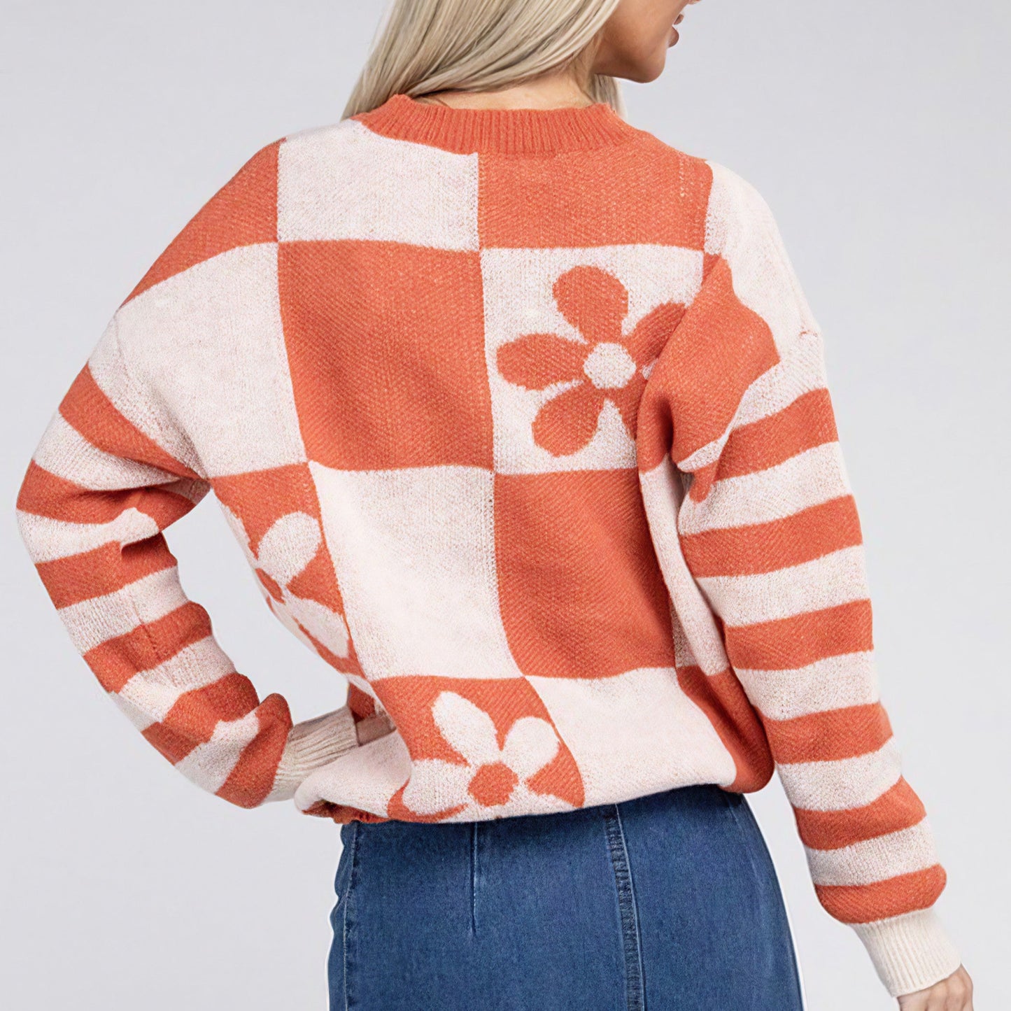 Floral Pattern Drop Shoulder Sweater