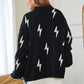 Lightning Bolt Oversized Open Sweater Cardigan