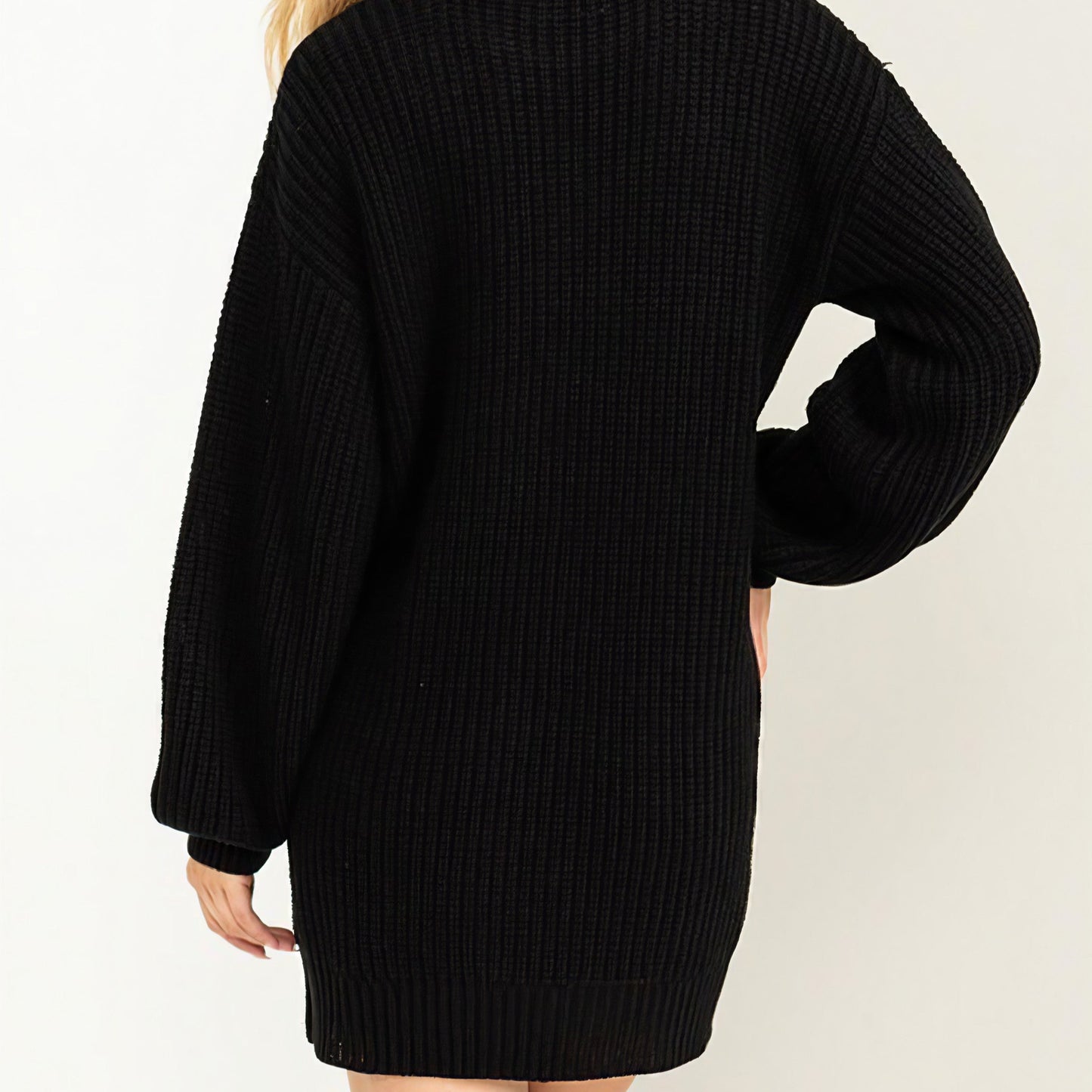 Cable-Knit Ribbed Mini Sweater Dress