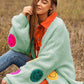 Fuzzy Smile Bell Sleeve Knit Cardigan