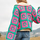 Two-Tone Granny Square Crochet Cardigan