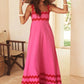 Contrast Trim Square Neck Sun Dress