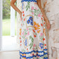 Printed Square Neck Wide Strap Midi Dress