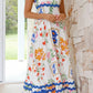 Printed Square Neck Wide Strap Midi Dress