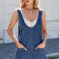 Scoop Neck Denim Overall Dress with Pockets