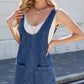 Scoop Neck Denim Overall Dress with Pockets