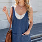 Scoop Neck Denim Overall Dress with Pockets
