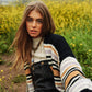 Chunky Knit Multi-Striped Open Sweater Cardigan