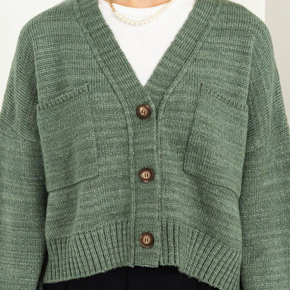 Cute Mood Crop Shoulder Cropped Cardigan Sweater