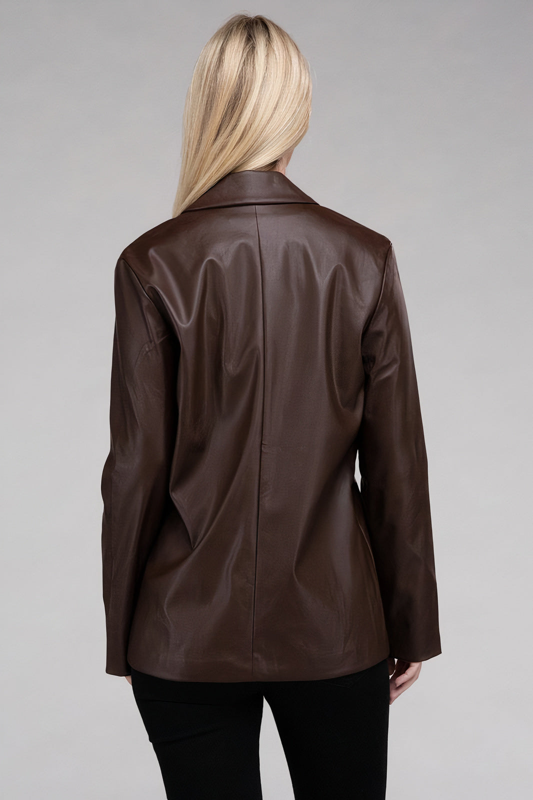 Sleek PU Leather Blazer