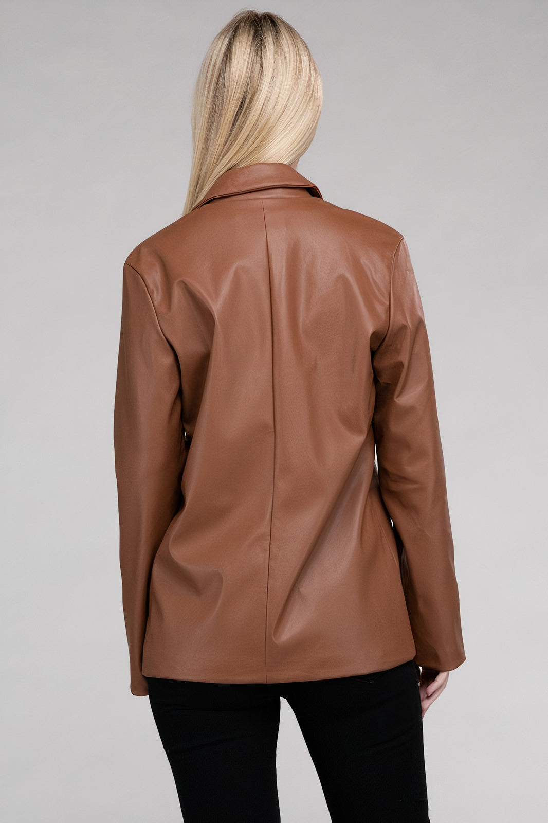 Sleek PU Leather Blazer