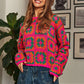 Crochet Patchwork Round Neck Pullover Sweater Top