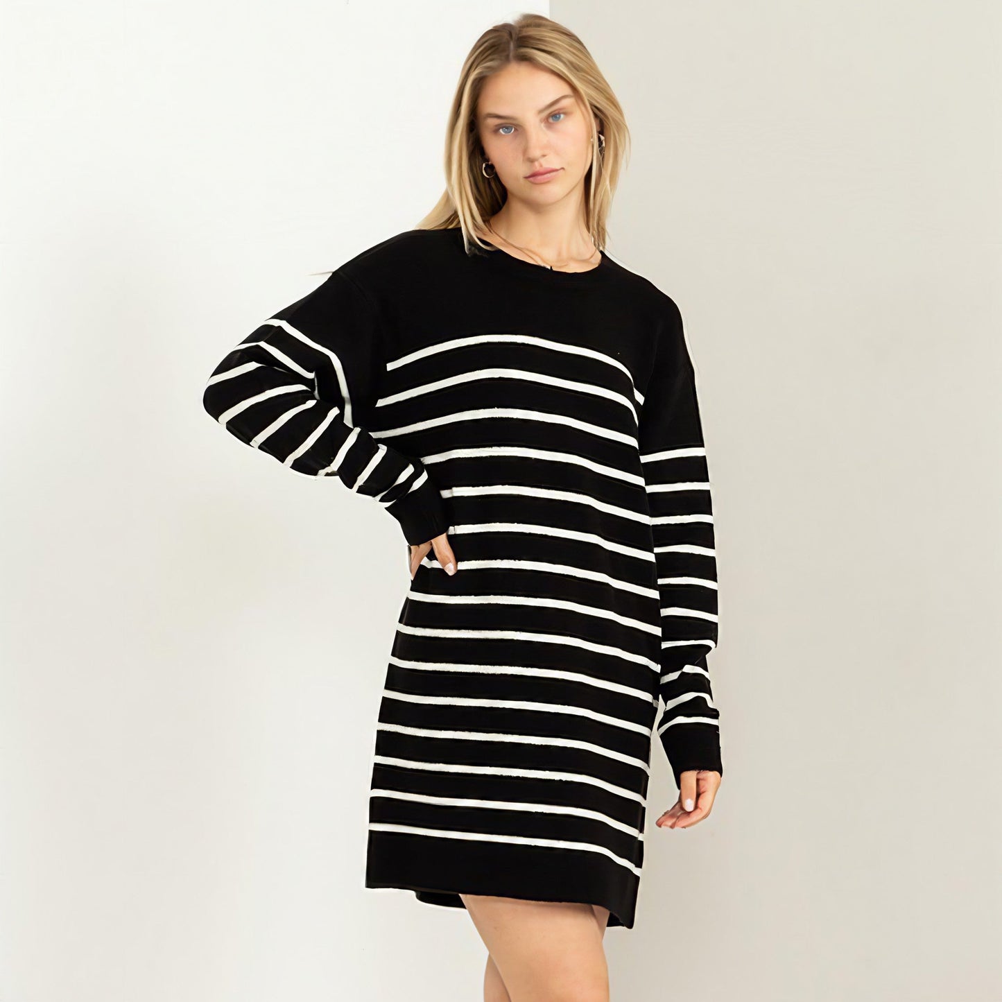 Casually Chic Striped Sweater Dress