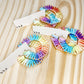 Rainbow Raffia Hoops