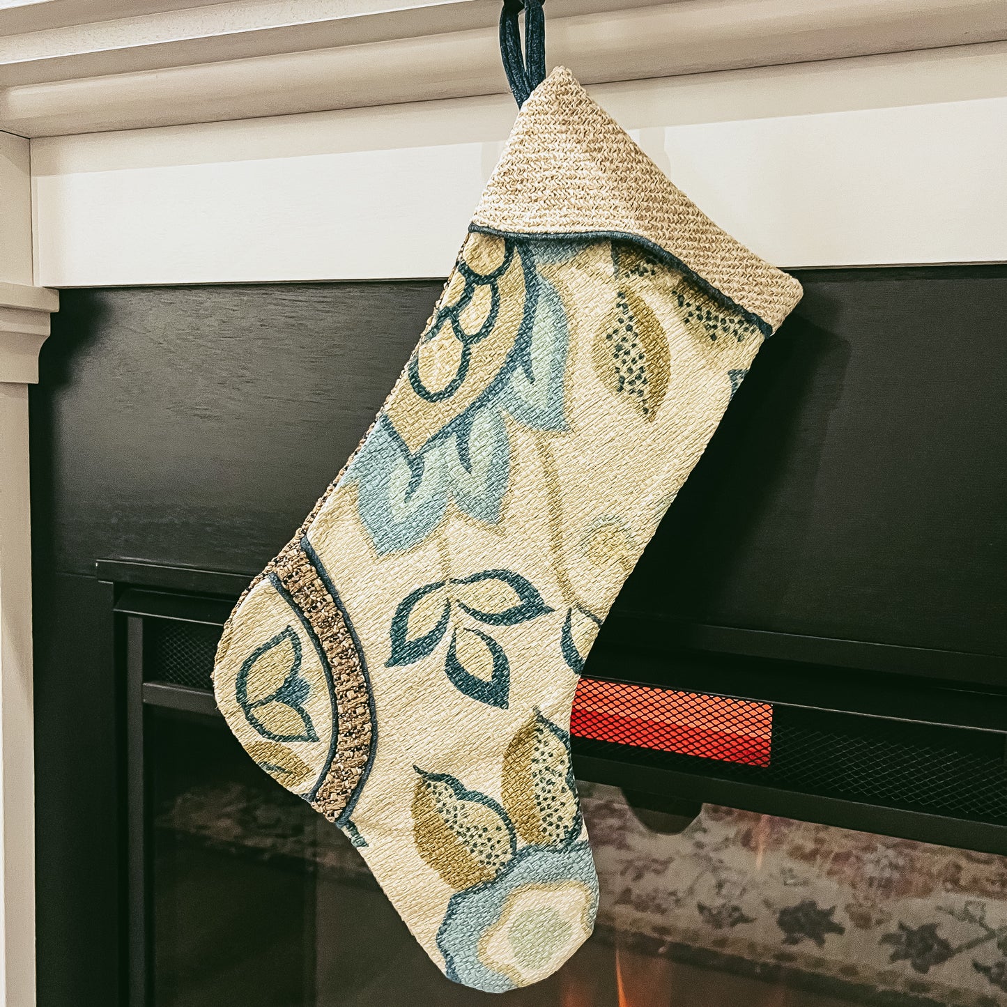Blue Floral Stocking